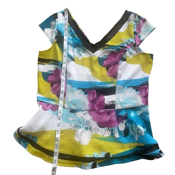 Worthington Floral V-Neck Peplum Blouse Top MT NWT - Picture 6 of 14